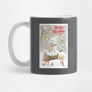 White Poodle Merry Christmas Santa Dog Mug